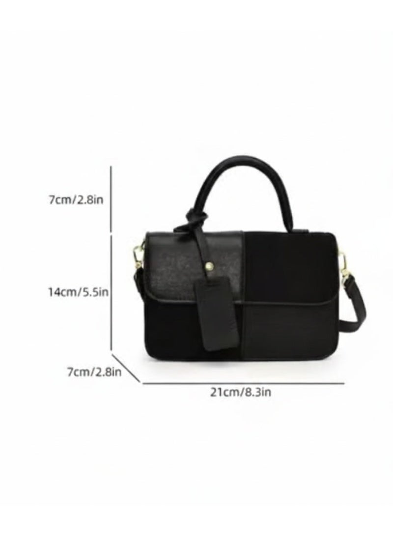 Women’s Vintage Black Handbag – Classic Top Handle & Crossbody Bag with Structured Design - Image 3